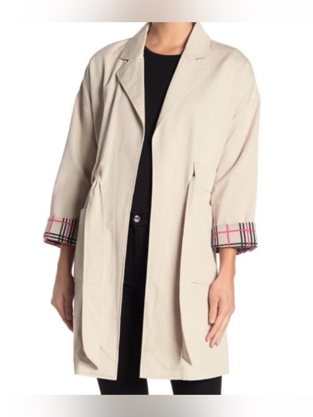 Cupcakes And Cashmere Trench Coat in Khaki/Tan Size Small - C4-097